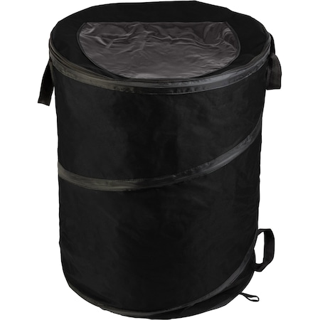 Wakeman Round Collapsible Trash Can, Black, 600D, 3.5S steel wire, 22 in, 4 PK 75-CMP1151